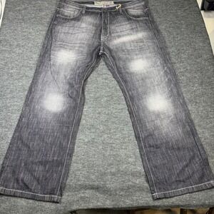 DJ MARK Premium Edition Men's Jeans44x32 Dark Wash Distressed Denim Straight Fit